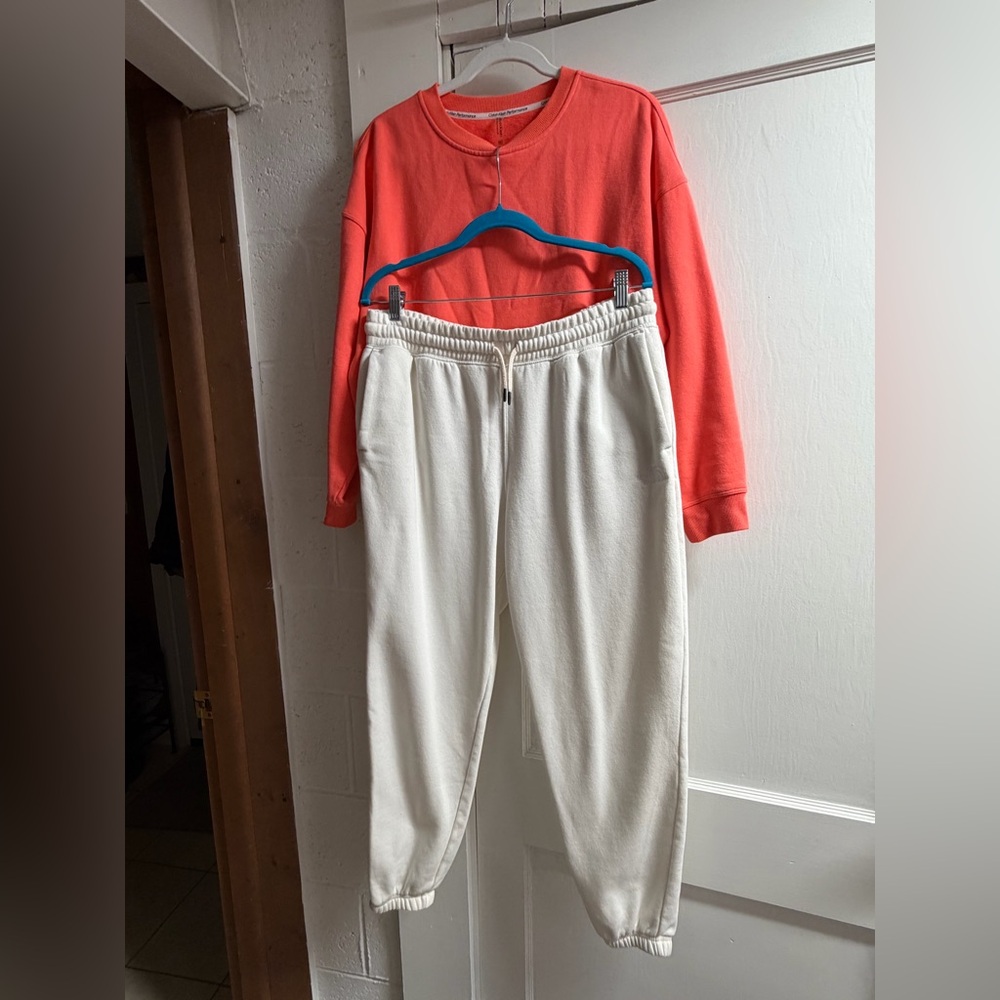 Calvin Klein Performance sweatshirt sz S and The North Face off white pants sz M